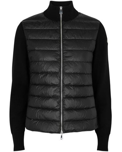 Moncler Quilted Shell And Wool Jacket - Black