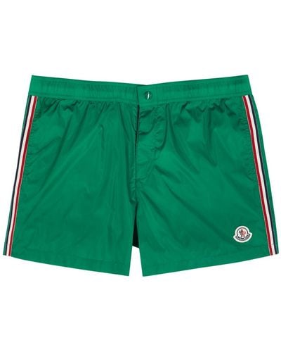 Moncler Striped Logo Shell Swim Shorts - Green