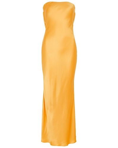 Bec & Bridge Moon Dance Strapless Satin Maxi Dress - Yellow