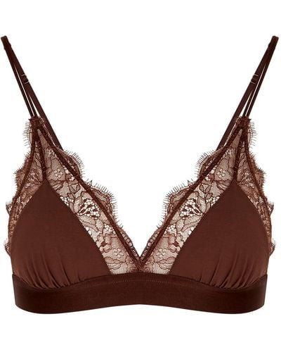 Love Stories Love Lace Dark Lace-Trimmed Soft-Cup Bra - Brown