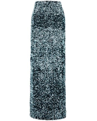 Solace London Tumi Sequin-embellished Velvet Maxi Skirt - Blue