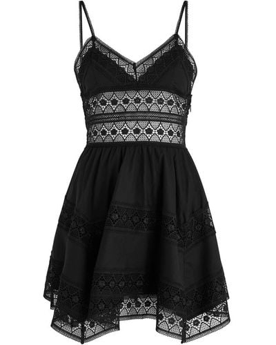 Charo Ruiz Syilvie Lace-Panelled Cotton-Blend Mini Dress - Black
