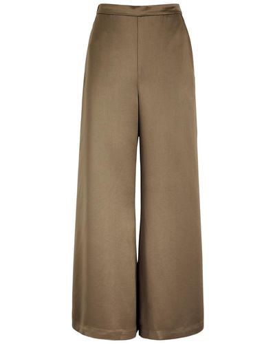 By Malene Birger Lucee Flared Satin Trousers - Natural