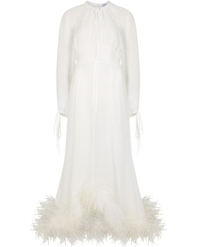 16Arlington Davies Feather-Trimmed Maxi Dress - White