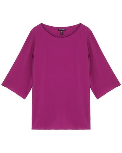 Eileen Fisher Silk Crepe De Chine Top - Purple