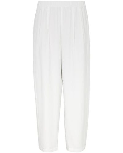 Eileen Fisher Tapered Silk-Georgette Trousers - White