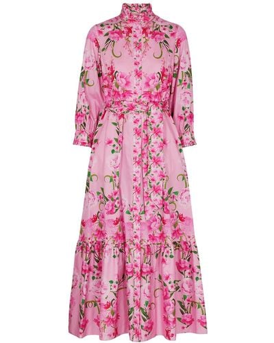 Borgo De Nor Demi Floral-print Cotton Maxi Dress - Pink