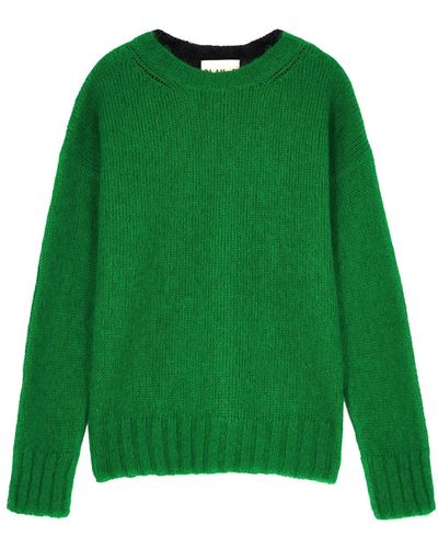Plan C Two-Tone Brushed Mohair-Blend Jumper - Green