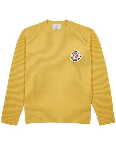 Moncler Genius X Billionaire Boys Club Ribbed Wool-blend Sweater - Yellow