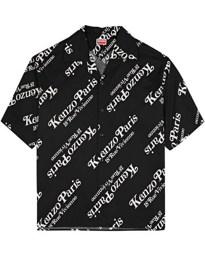 KENZO Verdy Logo-print Cotton Poplin Shirt - Black