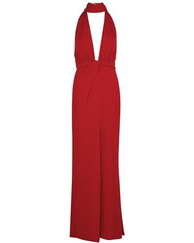 Alice + Olivia Alice + Olivia Reese Open-back Stretch-jersey Gown - Red