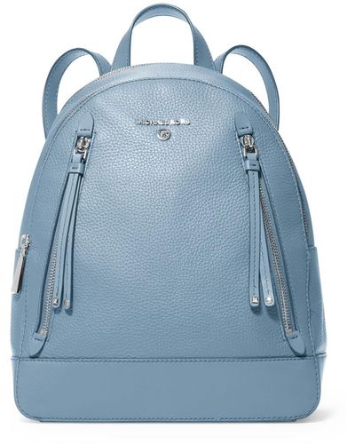 MICHAEL Michael Kors Brooklyn Medium Pebbled Leather Backpack - Blue