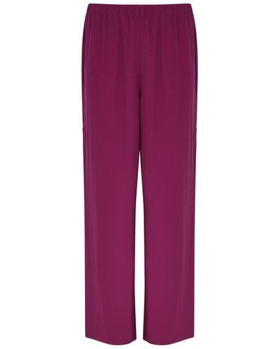 Eileen Fisher Silk Crepe De Chine Trousers - Purple
