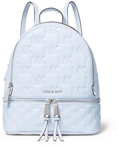 MICHAEL Michael Kors Rhea Logo Embossed Faux Leather Backpack - Blue