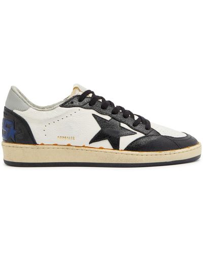 Golden Goose Ball Star Panelled Leather Trainers - Black