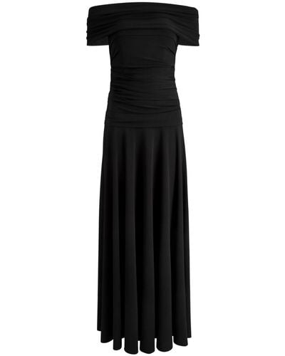 Talbot Runhof Off-The-Shoulder Ruched Gown - Black