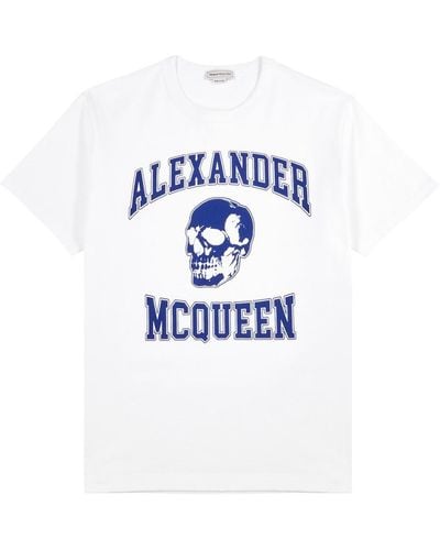 Alexander McQueen Printed Cotton T-shirt - Blue