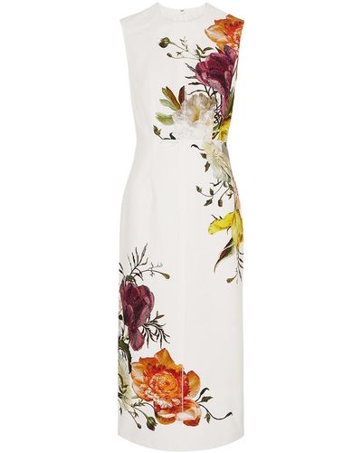Erdem Everly Floral-print Cotton Midi Dress - White