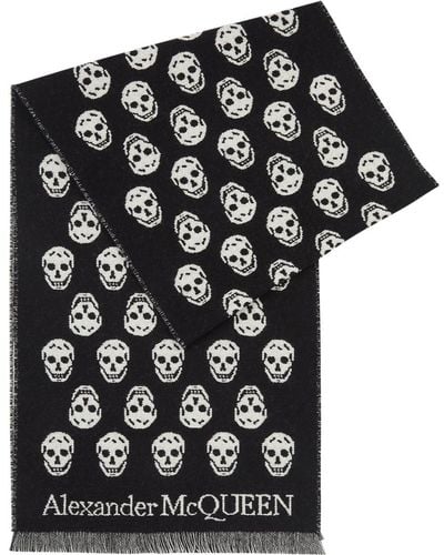 Alexander McQueen Skull-intarsia Wool Scarf - Black