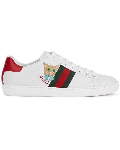 Gucci New Ace Embroidered Leather Trainers - White