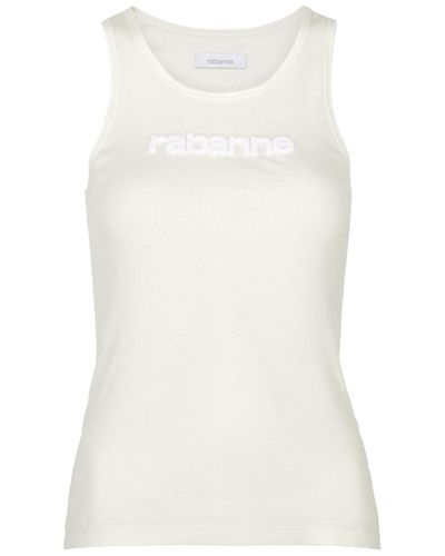 Rabanne Rabanne Logo-Flocked Stretch-Jersey Tank - White