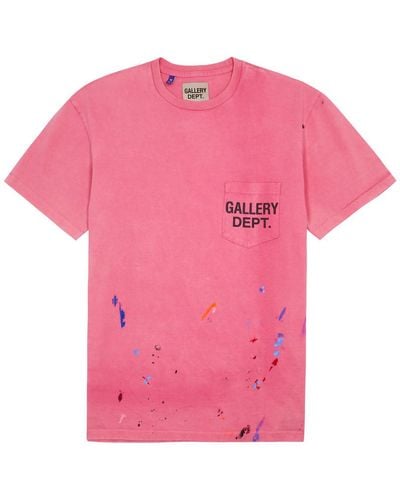GALLERY DEPT. Paint-splattered Logo Cotton T-shirt - Pink