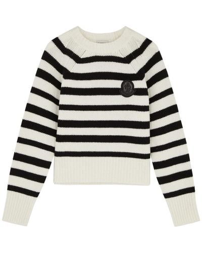 Moncler Logo Stripe-intarsia Wool Jumper - Black