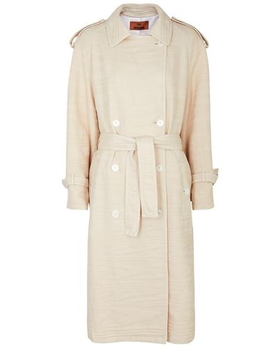 Missoni Belted Cotton-jacquard Trench Coat - Natural