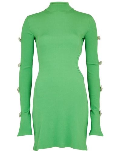 Mach & Mach Green Cut-out Stretch-jersey Mini Dress