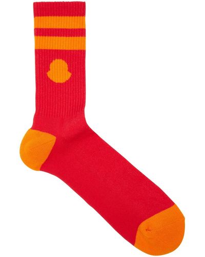 Moncler Logo-intarsia Cotton-blend Socks - Red