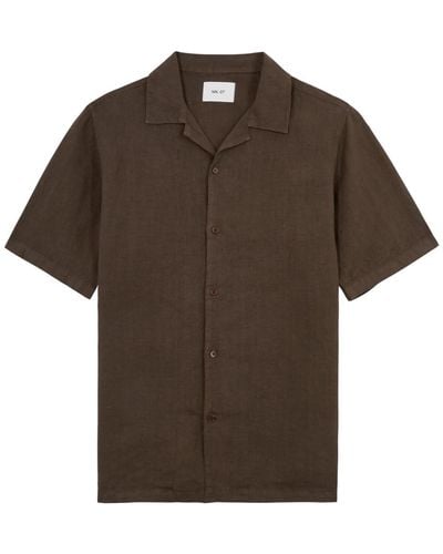 NN07 Julio Linen Shirt - Brown