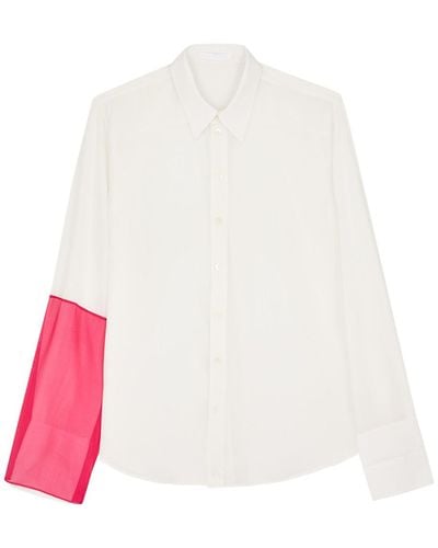 Helmut Lang Paneled Silk Shirt - White