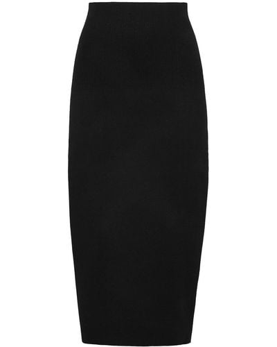 Victoria Beckham Stretch-Knit Midi Skirt - Black