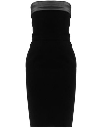 Saint Laurent Strapless Velvet Dress - Black