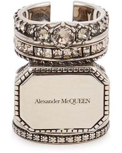 Alexander McQueen Embellished -tone Ring - White
