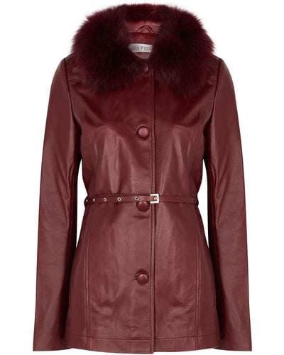 Saks Potts Cholet Fur-trimmed Leather Jacket - Red