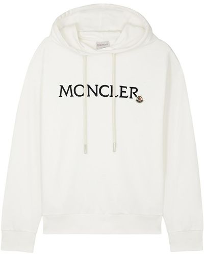 Moncler Logo Hooded Cotton Sweatshirt - White