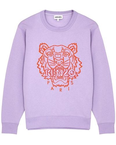 KENZO Lilac Tiger-embroidered Cotton Sweatshirt - Purple