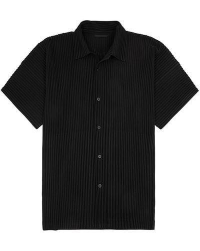 Issey Miyake Homme Plissé Pleated Jersey Shirt - Black
