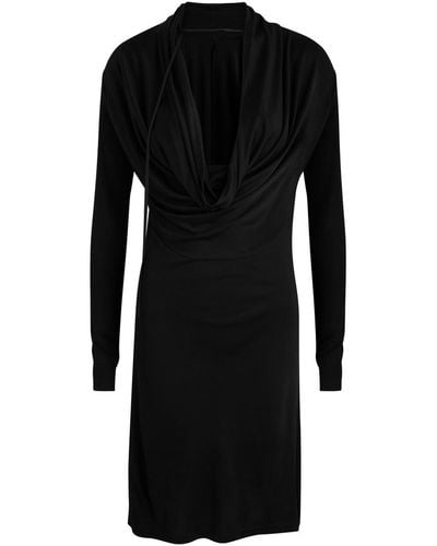 Helmut Lang Draped Satin-Jersey Dress - Black