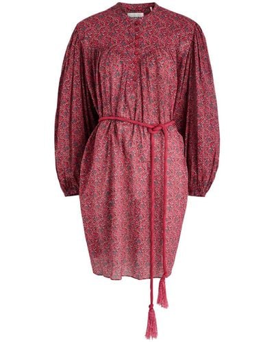 Isabel Marant Kildi Floral-Print Cotton Mini Dress - Red