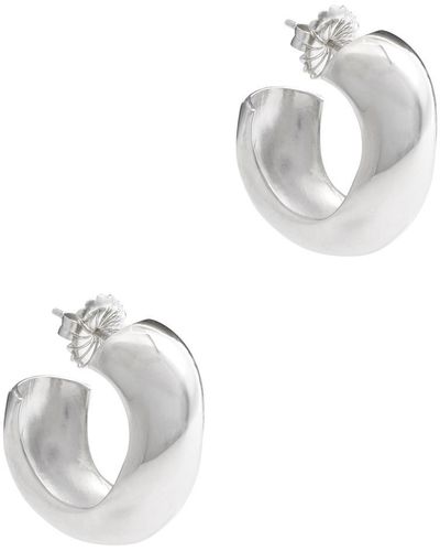 AGMES Medium Celia Sterling Hoop Earrings - White