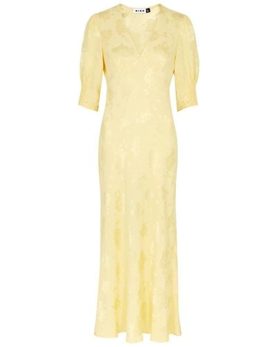 RIXO London Zadie Floral-jacquard Midi Dress - Yellow