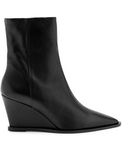 Atp Atelier Pratella Leather Wedge Ankle Boots - Black