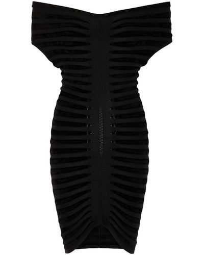 Alaïa Off-the-shoulder Ribbed Mini Dress - Black