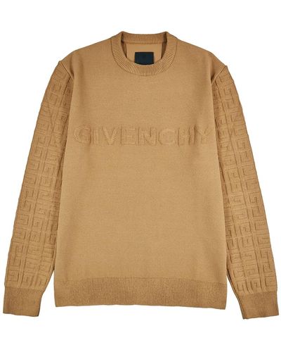 Givenchy Logo-jacquard Stretch-knit Jumper - Natural