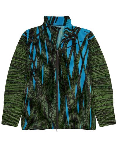Homme Plissé Issey Miyake Printed Pleated Jacket - Green