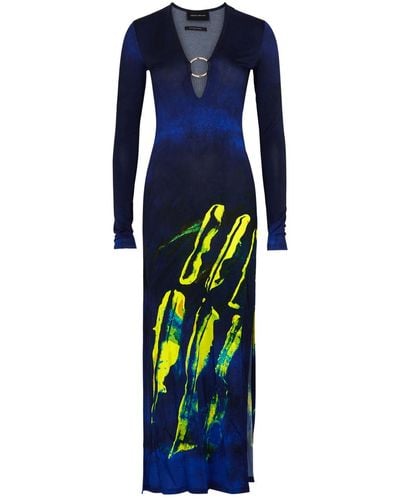 Louisa Ballou Helios Printed Stretch-jersey Maxi Dress - Blue