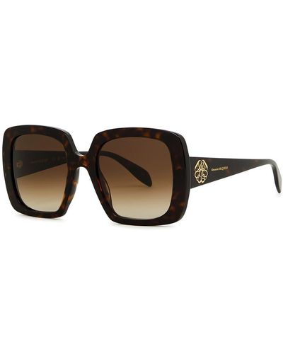 Alexander McQueen Oversized Square-frame, Designer Sunglasses, - Brown