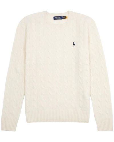 Polo Ralph Lauren Cable-knit Wool-blend Sweater - White